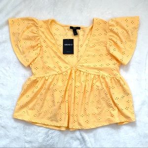 3 FOR $15 Forever 21 Eyelet Yellow Crop Top